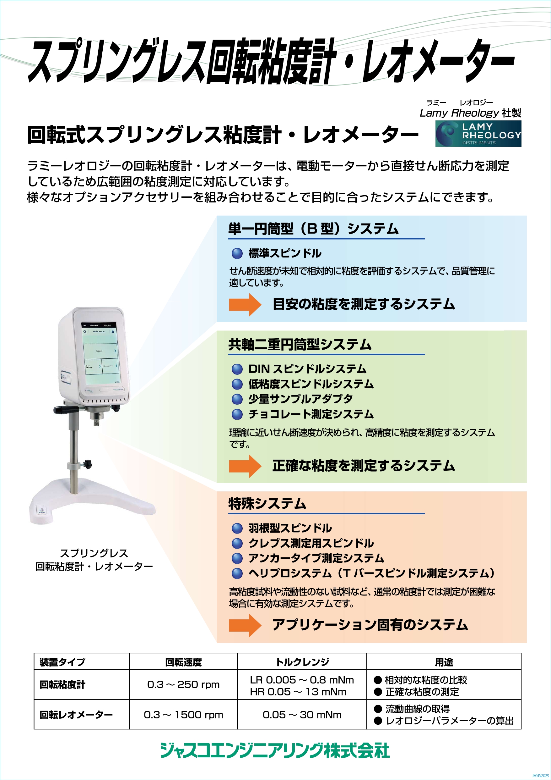 B型粘度計 JASIS2025パネル